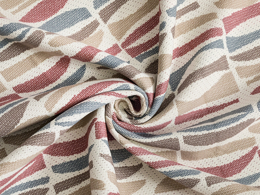 Burgundy Geometric Upholstery Fabric - Outdoor & Indoor