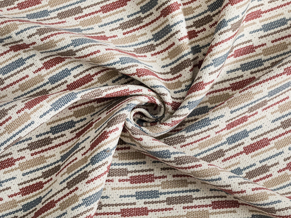 Burgundy Striped Upholstery Fabric - Outdoor & Indoor