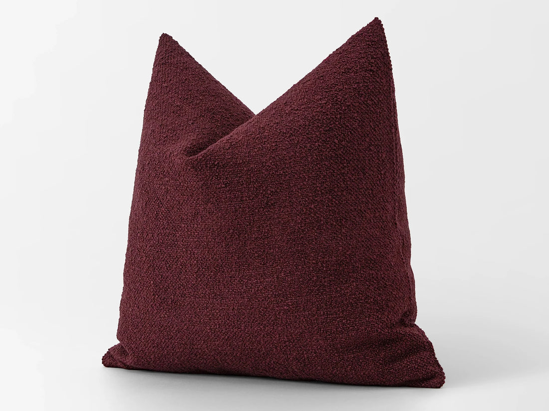 Burgundy Boho Boucle Pillow Cover