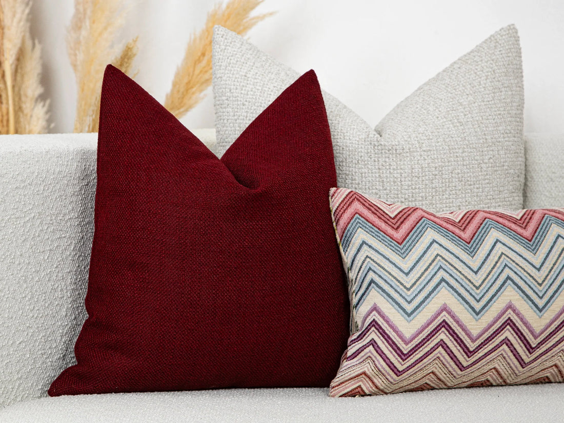 Burgundy Linen Pillow Cover