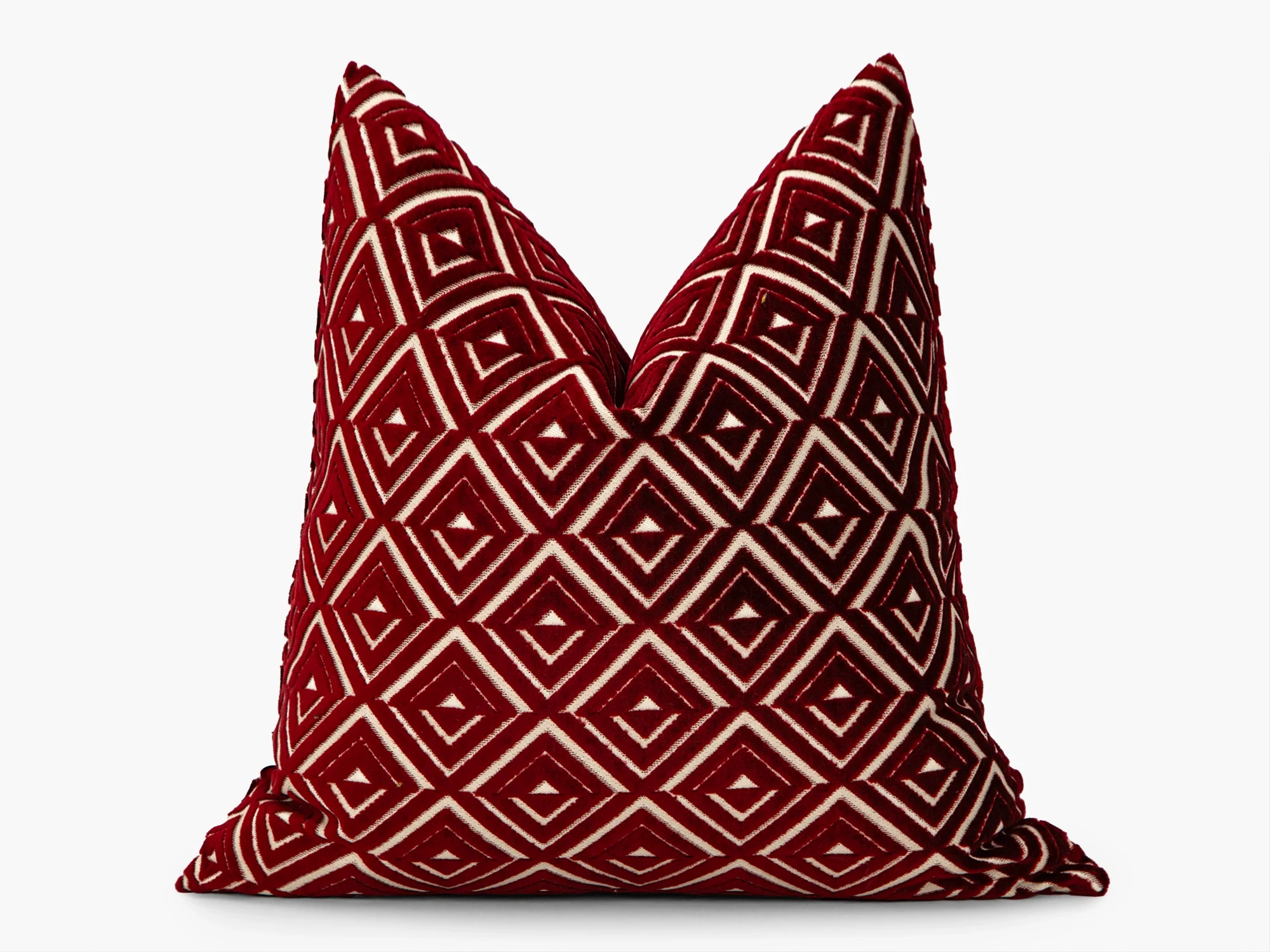 Burgundy Geometric Velvet Pillow Cover