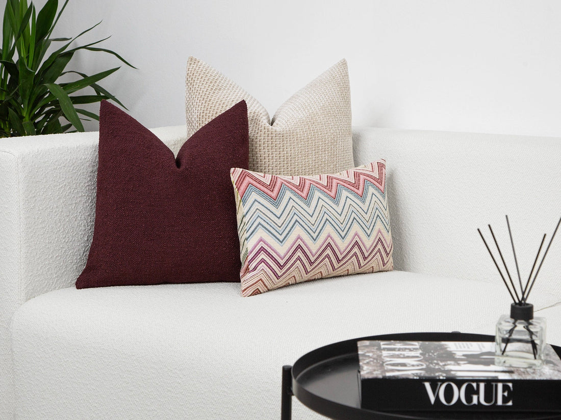 Burgundy Boho Boucle Pillow Cover