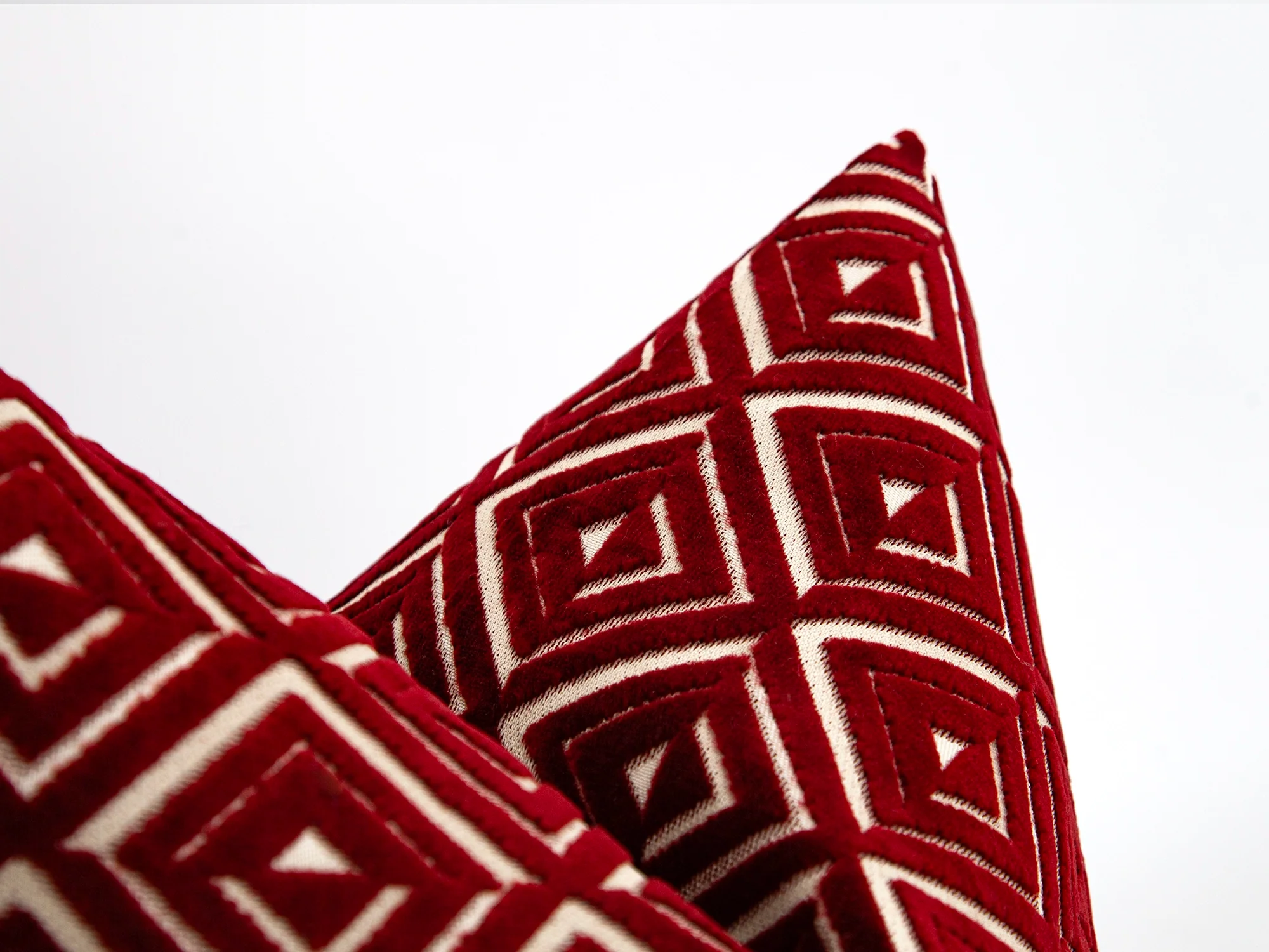 Burgundy Geometric Velvet Pillow Cover