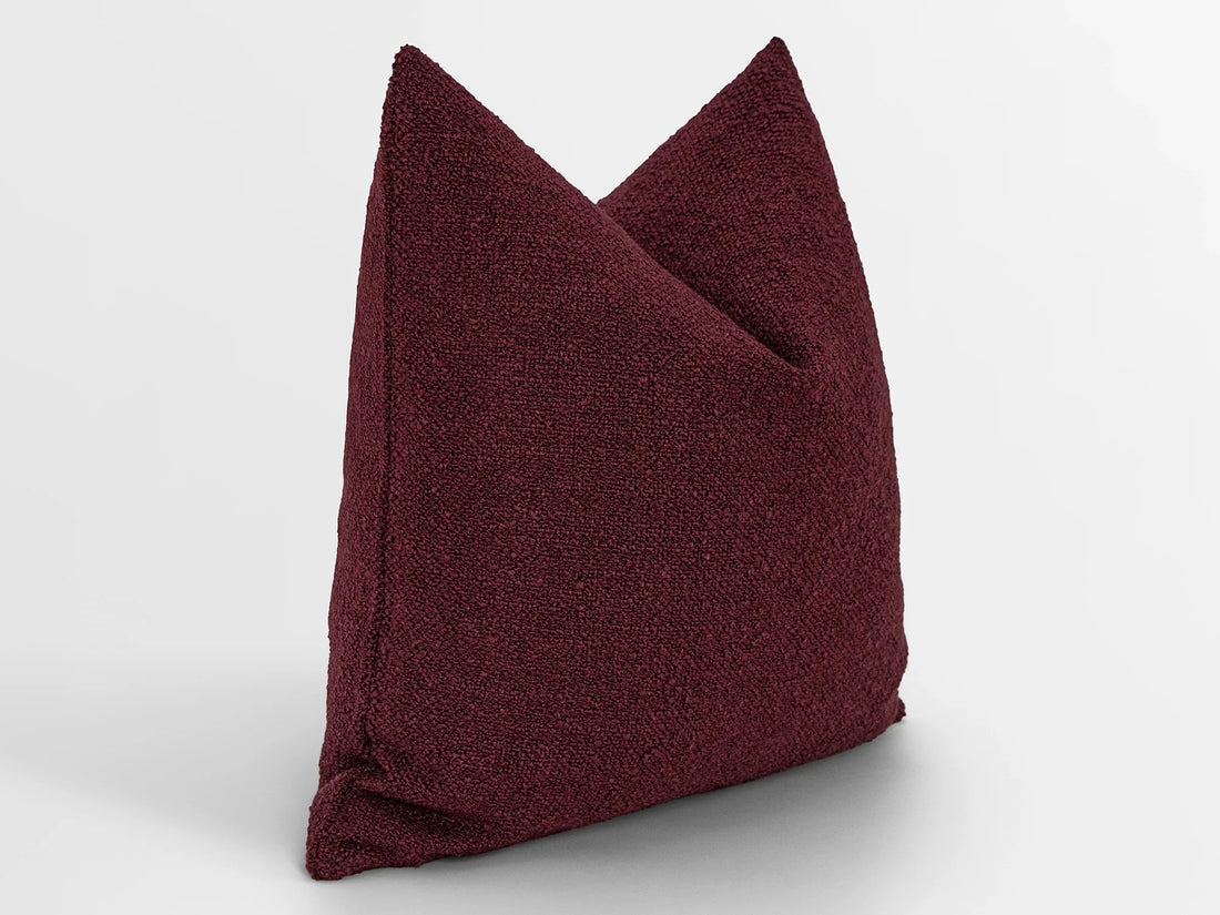Burgundy Boho Boucle Pillow Cover