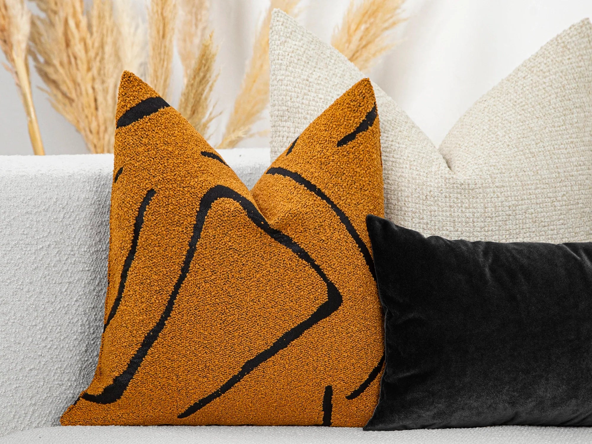 Burnt Orange Graffito Pillow Cover - Amorphous