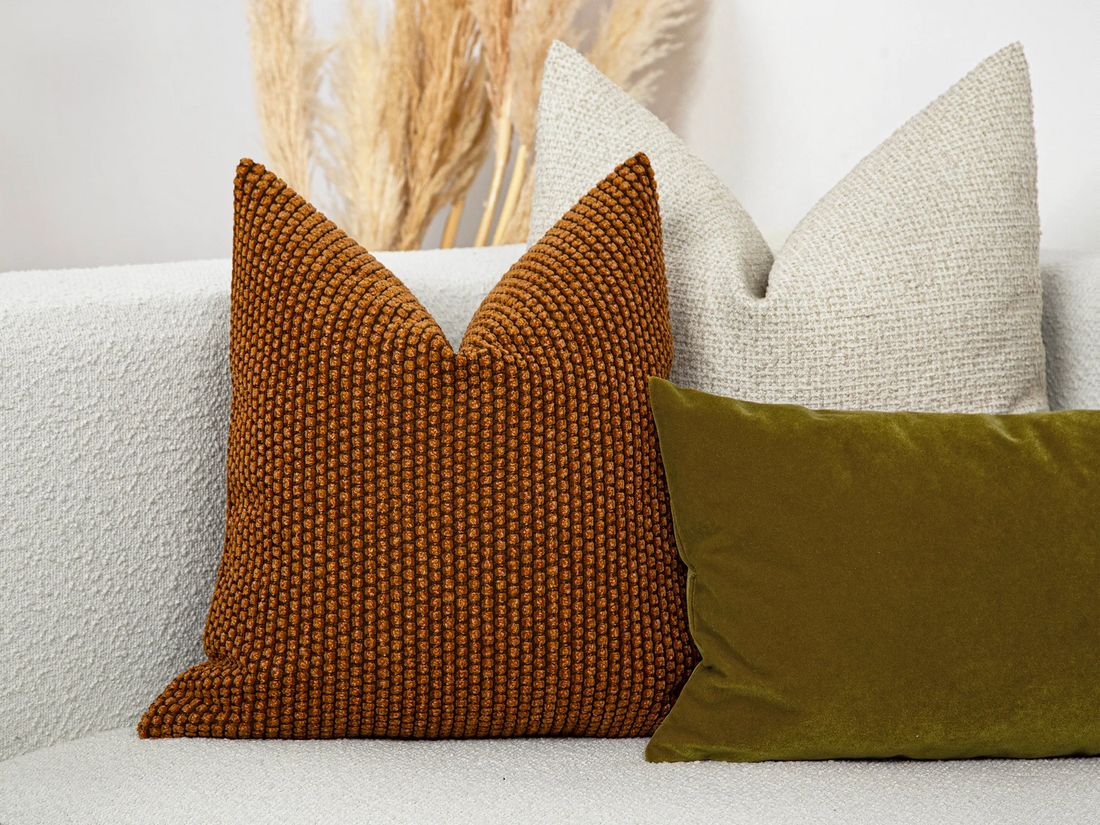 Burnt Orange Dotted Textured Pillow Cover