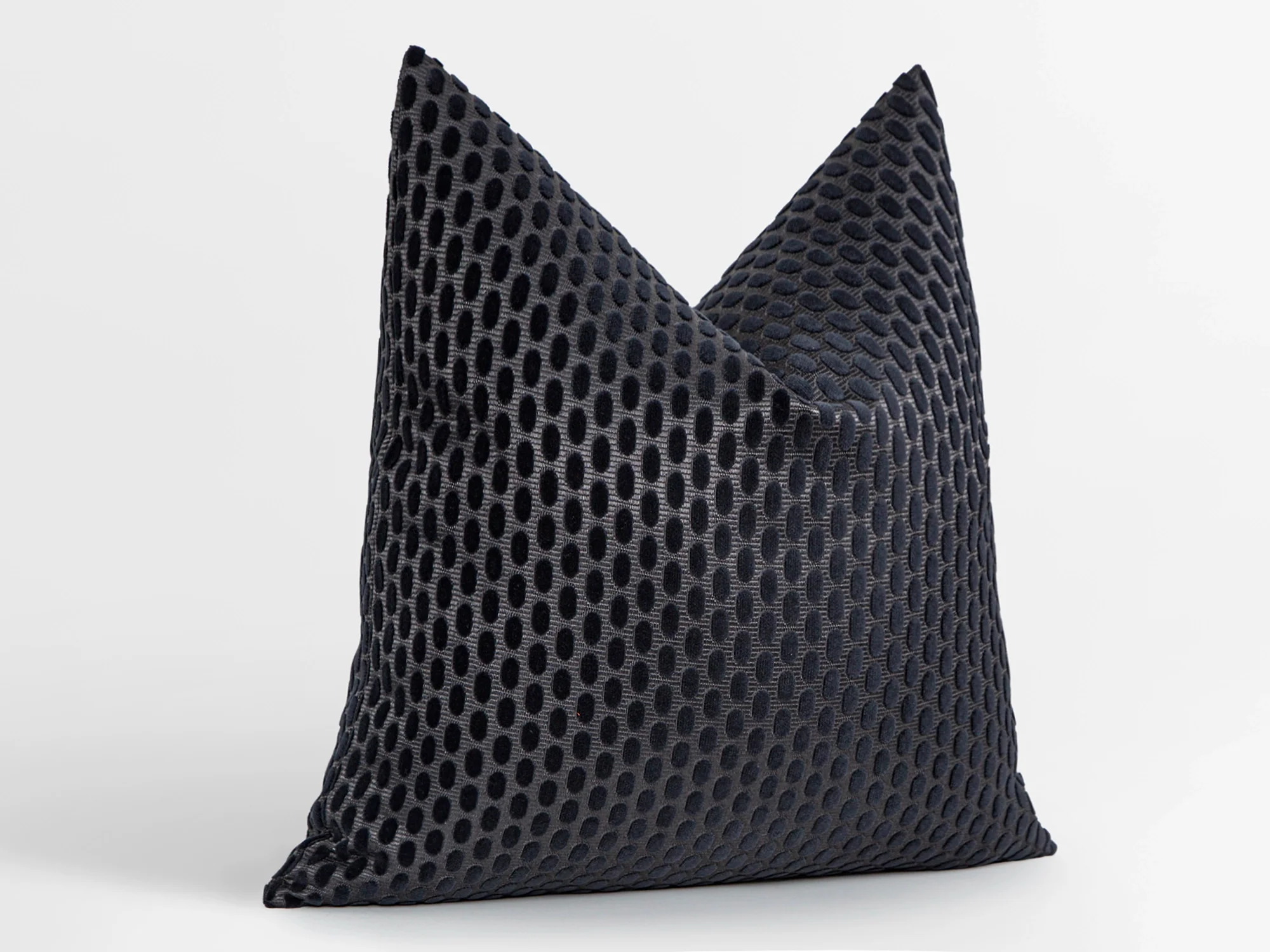 Charcoal Dotted Velvet Pillow Cover