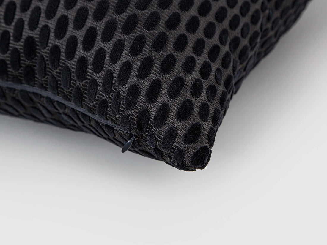 Charcoal Dotted Velvet Pillow Cover