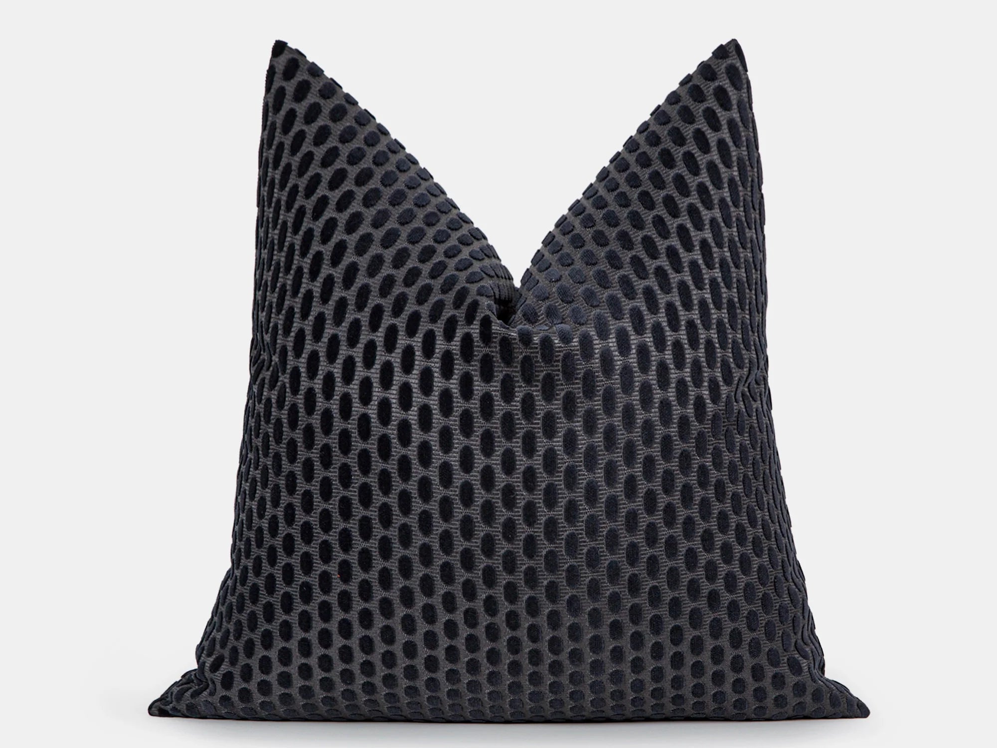 Charcoal Dotted Velvet Pillow Cover