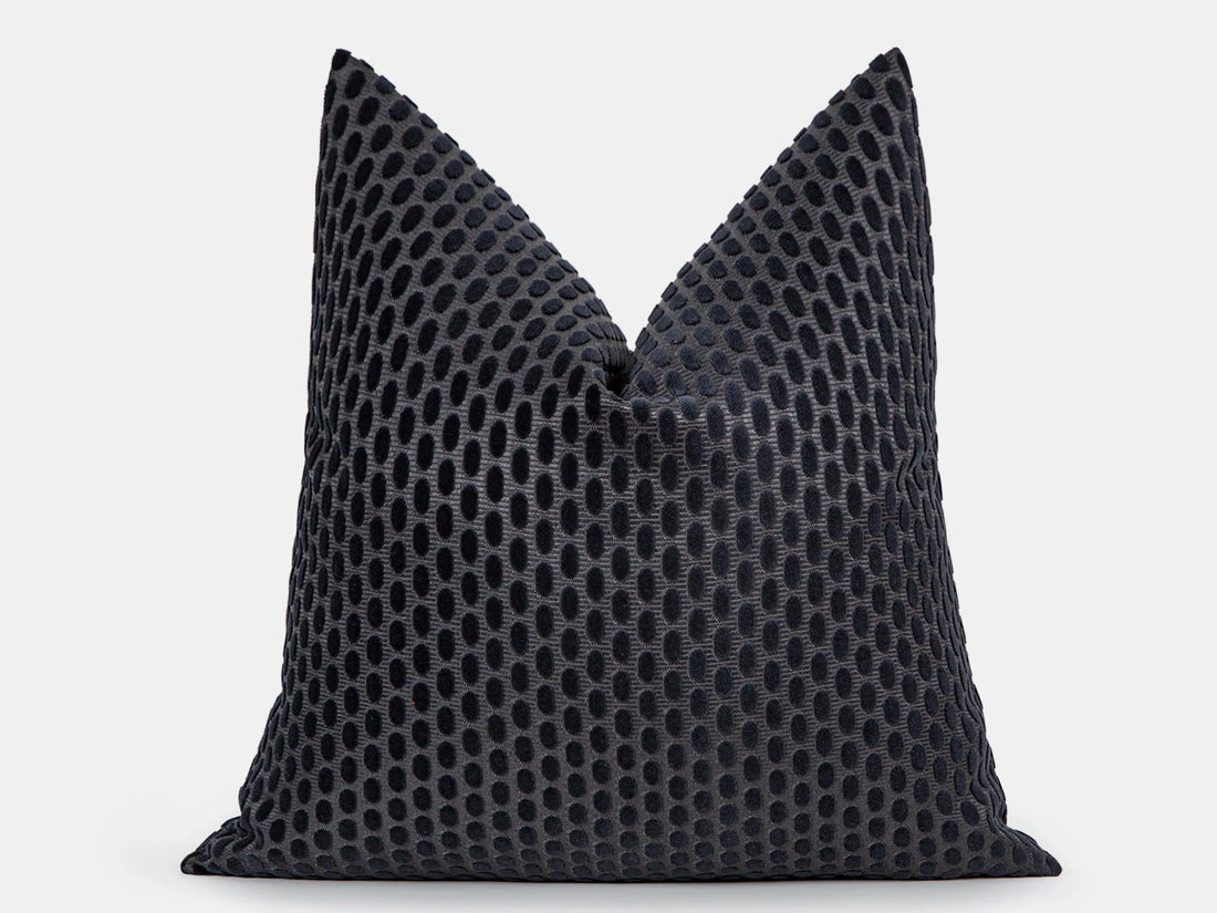 Charcoal Dotted Velvet Pillow Cover