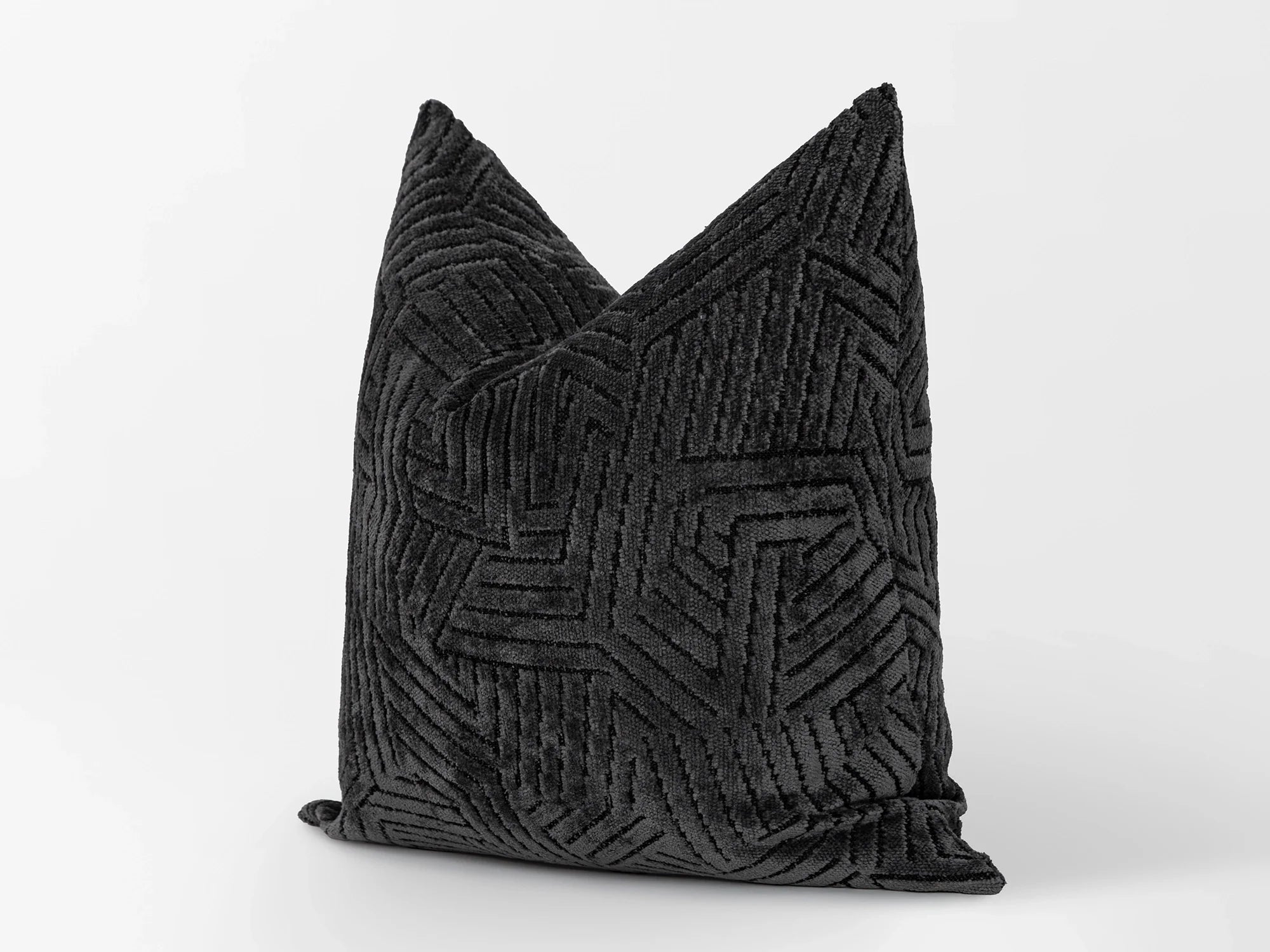 Charcoal Geometric Textured Pillow Cover