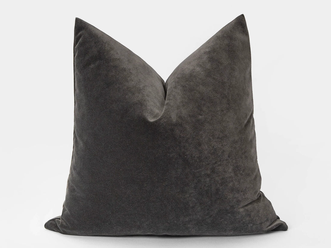 Warm Charcoal Velvet Pillow Cover