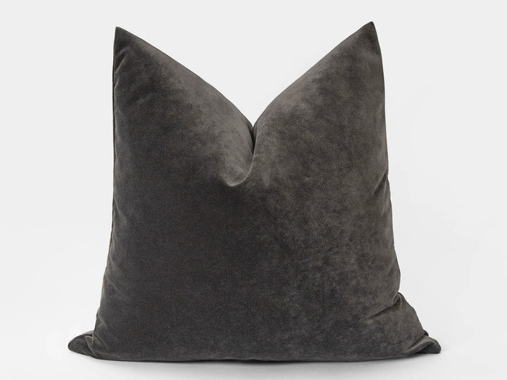 Warm Charcoal Velvet Pillow Cover