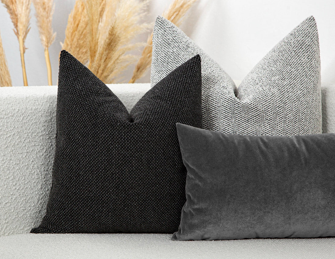 Charcoal Spotted Texture Pillow Cover