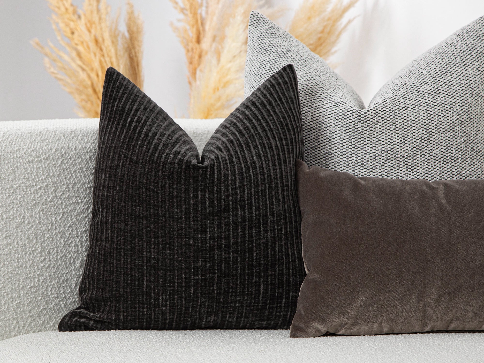 Dark Gray Corduroy Pillow Cover