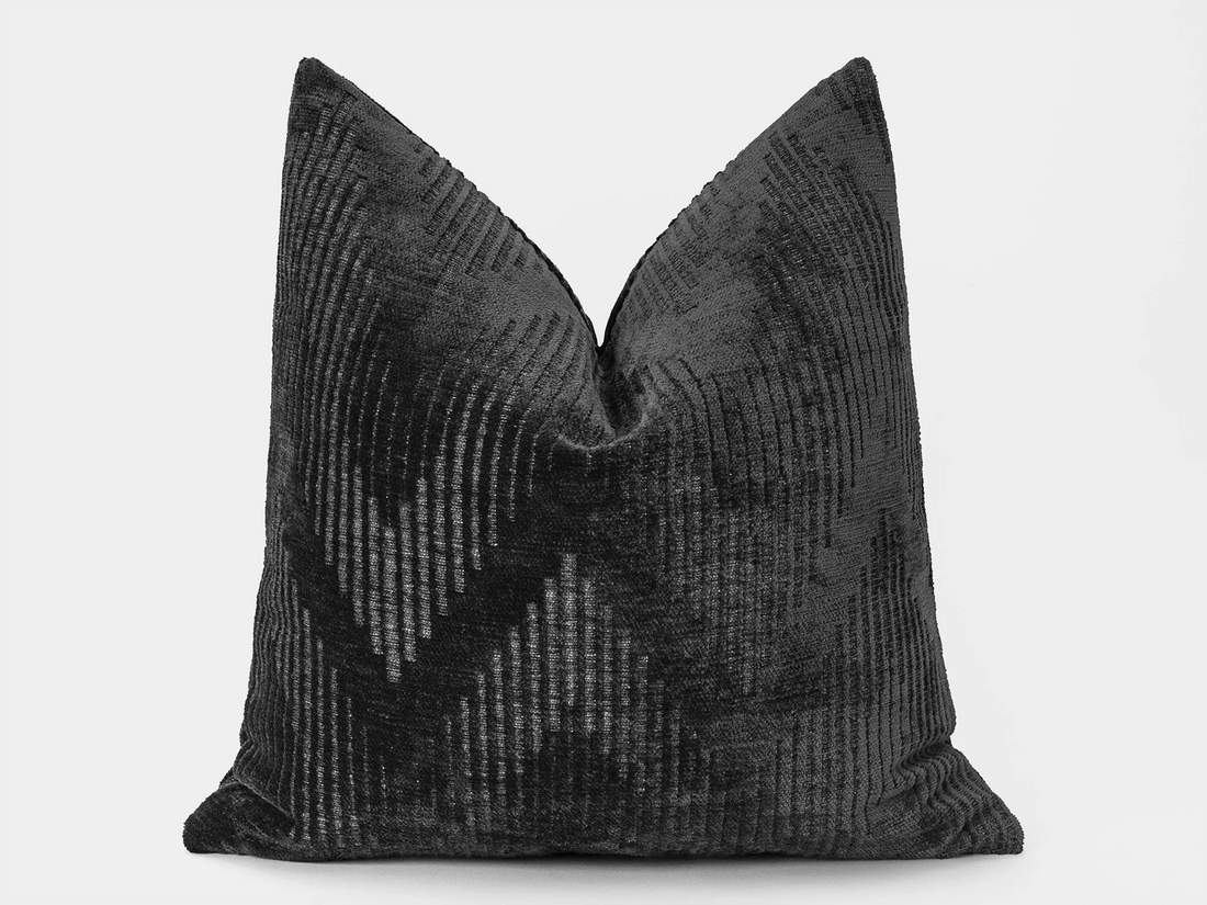 Charcoal Chevron Textured Pillow Cover