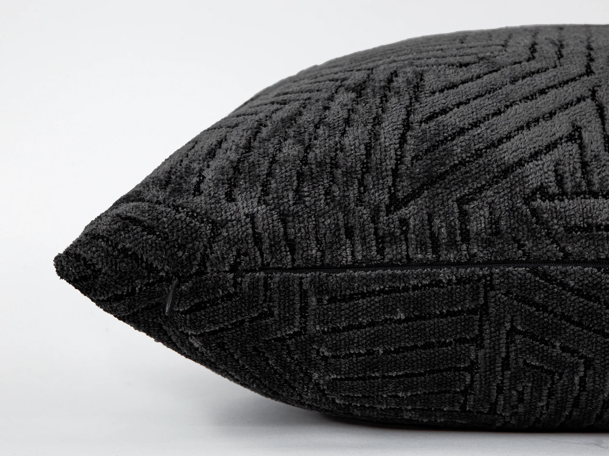 Charcoal Geometric Textured Pillow Cover