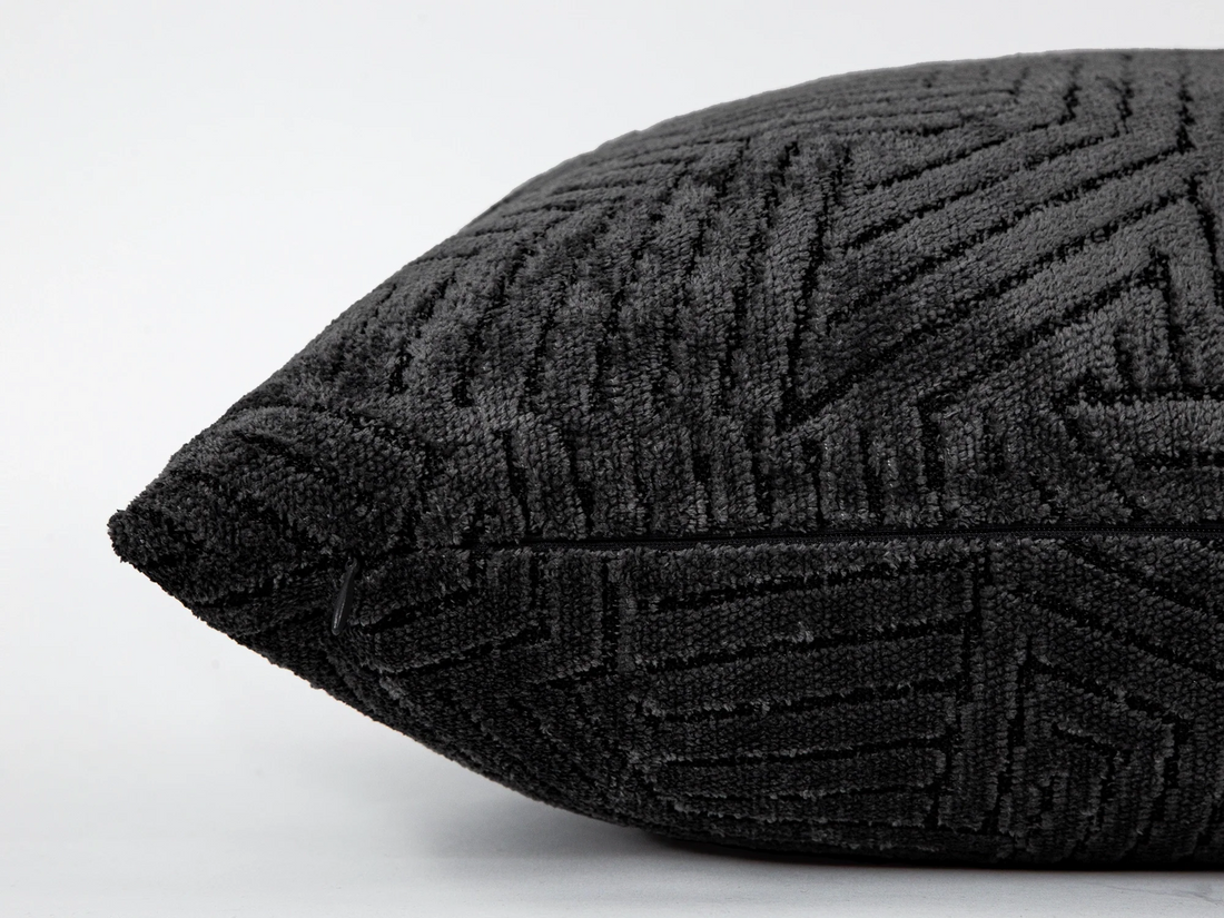 Charcoal Geometric Textured Pillow Cover