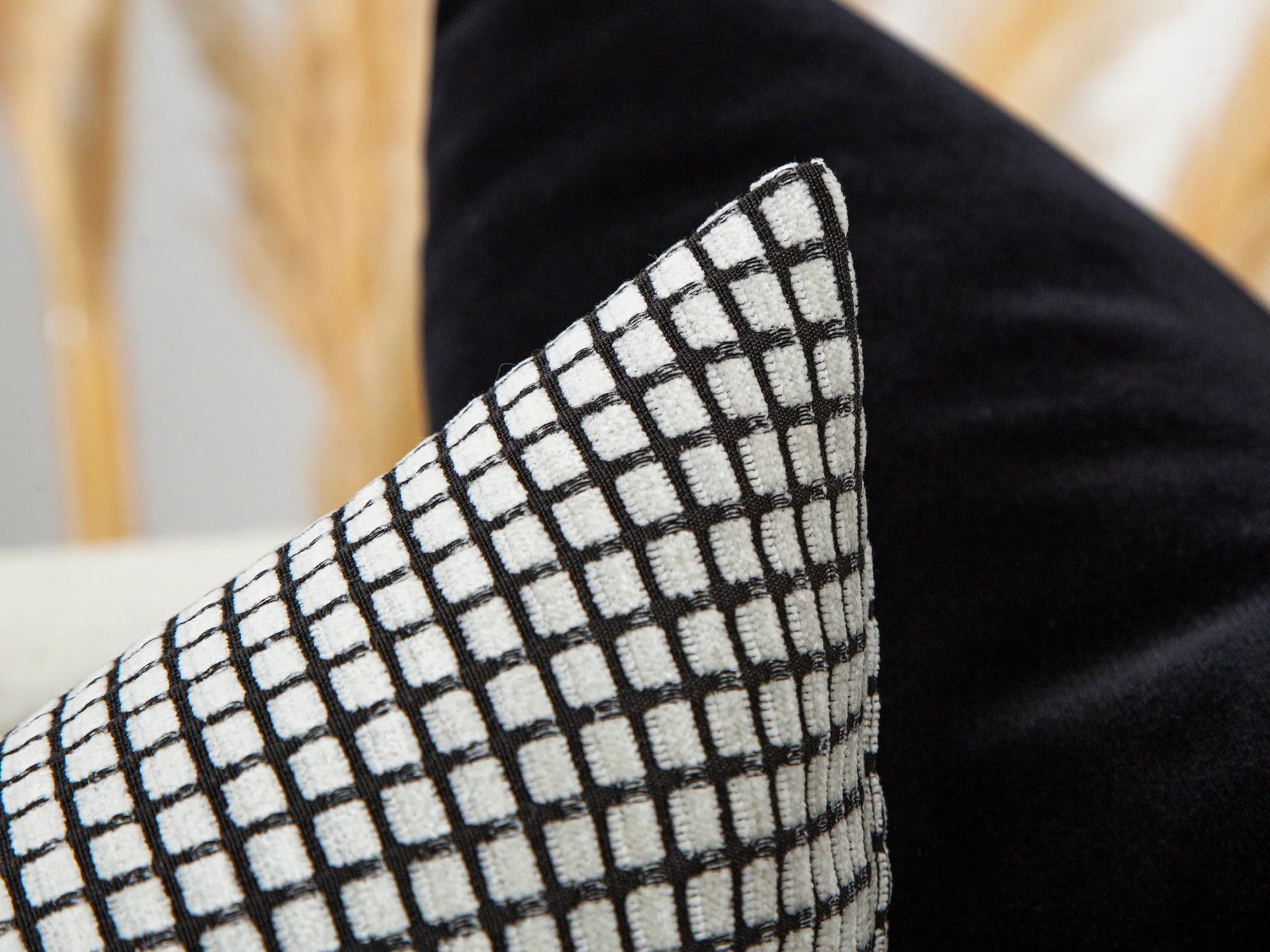 Off White and Black Woven Pillow Cover