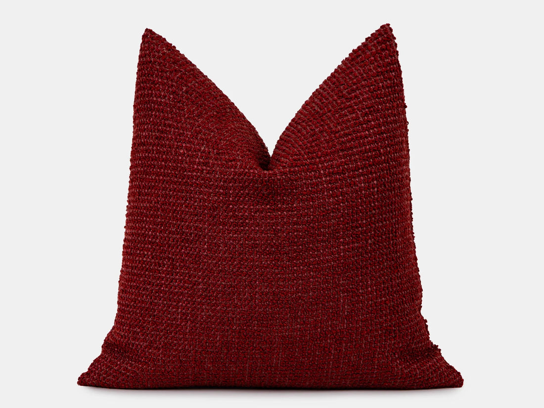 Claret Red Textured Pillow Cover