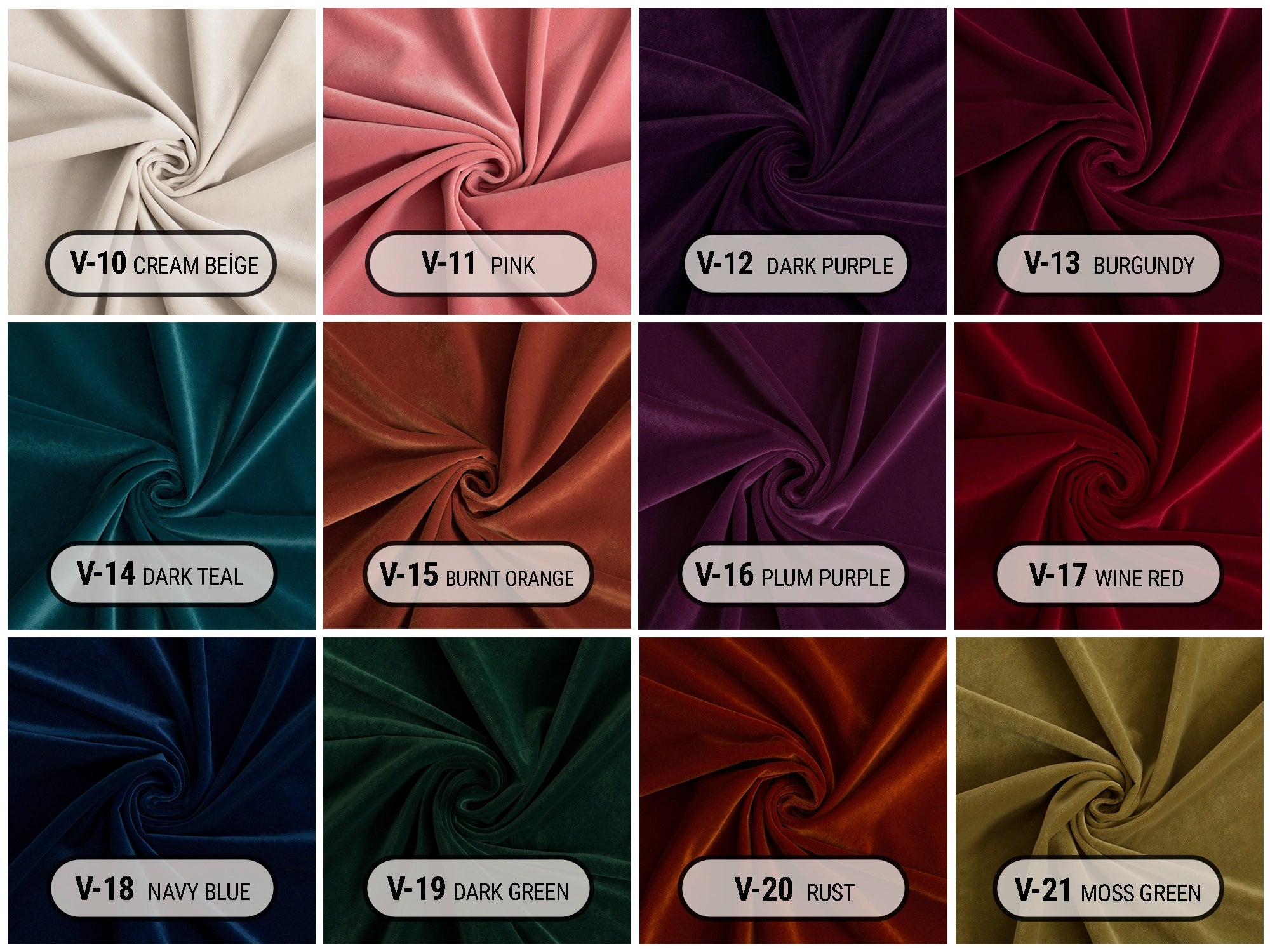 Classic Velvet Upholstery Fabrics | 21 Color Options