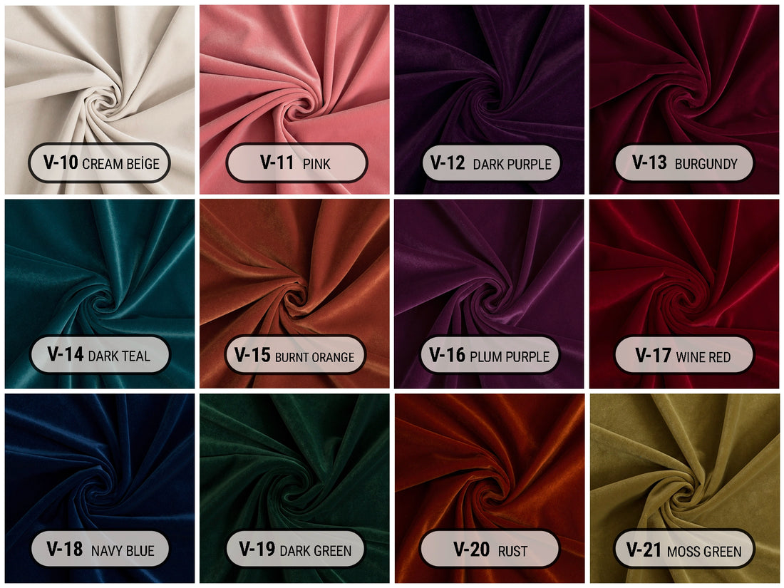Classic Soft Velvet Upholstery Fabrics | 21 Rich Colors by the Yard