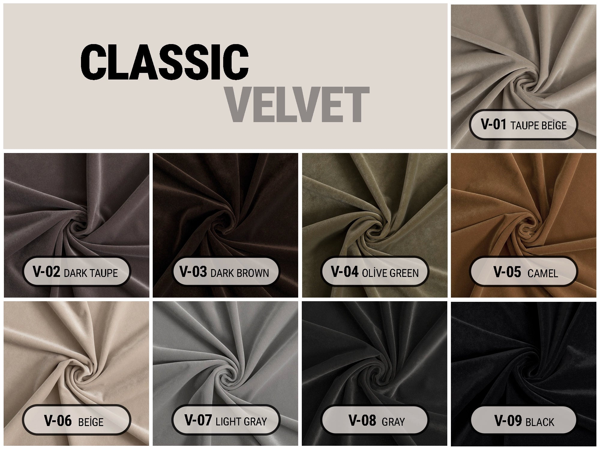 Classic Velvet Upholstery Fabrics | 21 Color Options