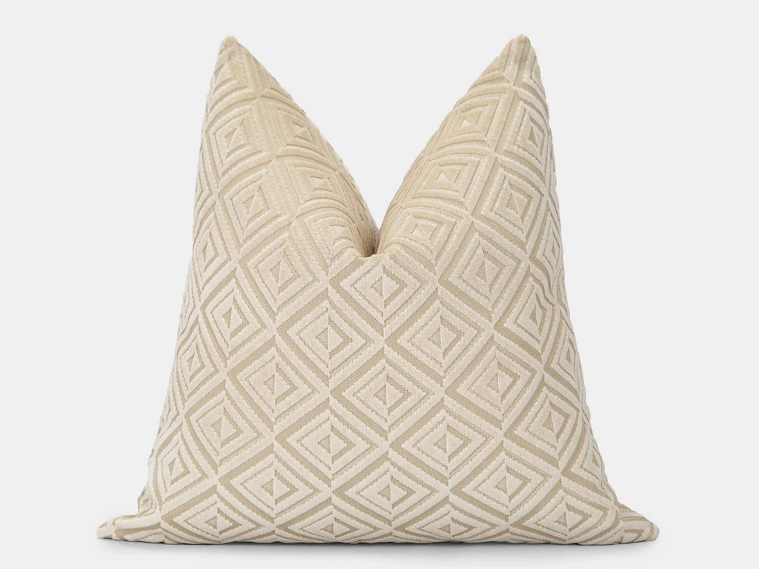 Cream Geometric Velvet Pillow Cover