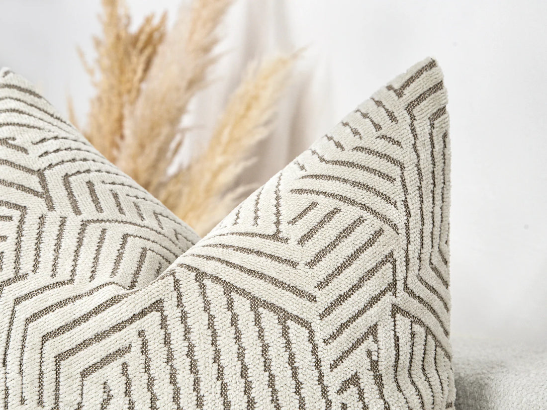 Cream Geometric Textured Pillow Cover