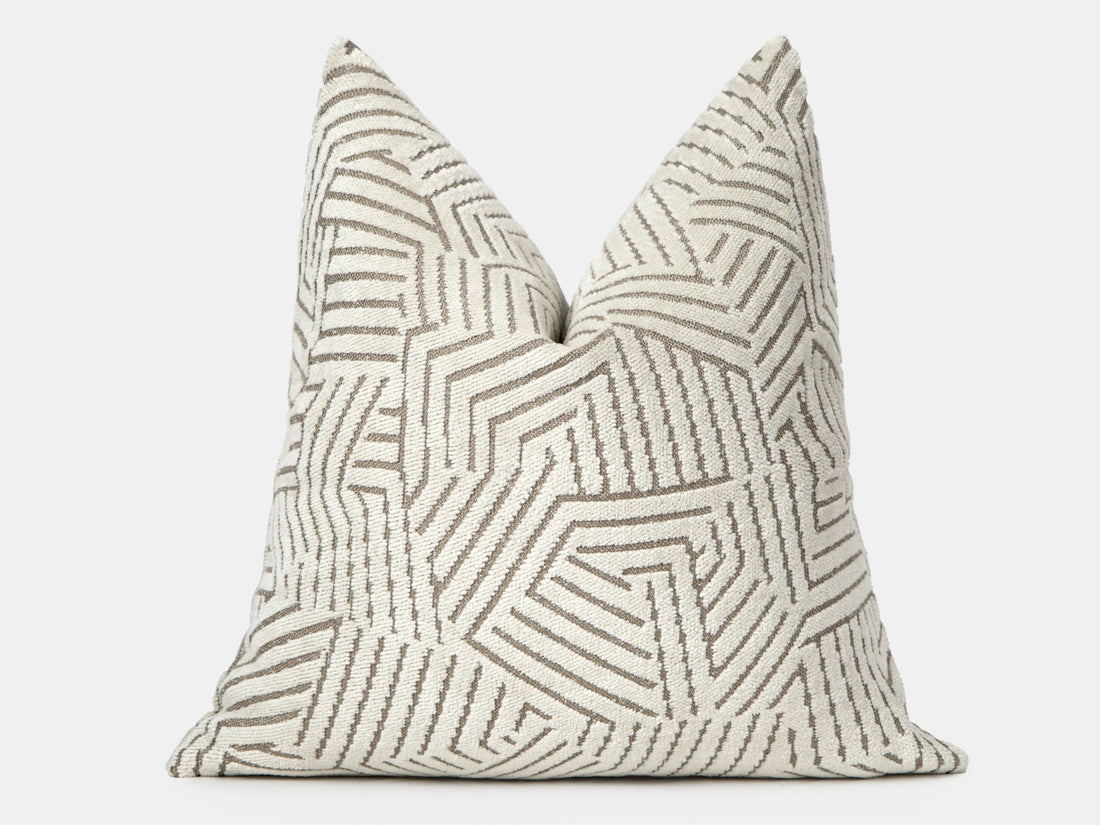 Cream Geometric Textured Pillow Cover