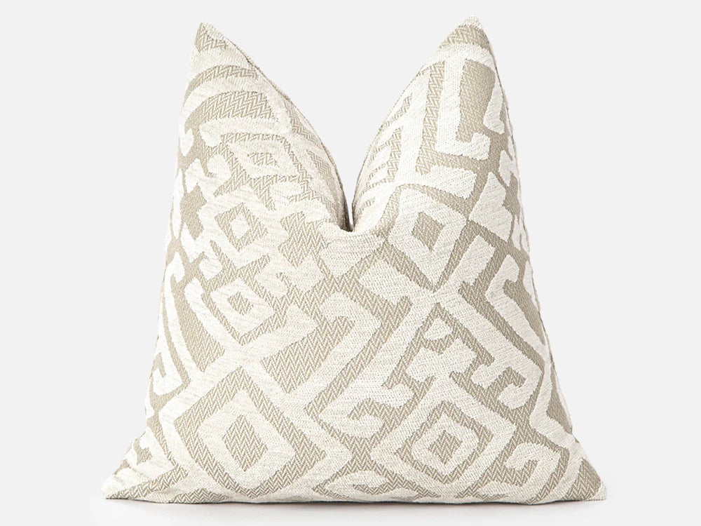 Ivory Ethnic Pillow Cover - Textured & Rustic