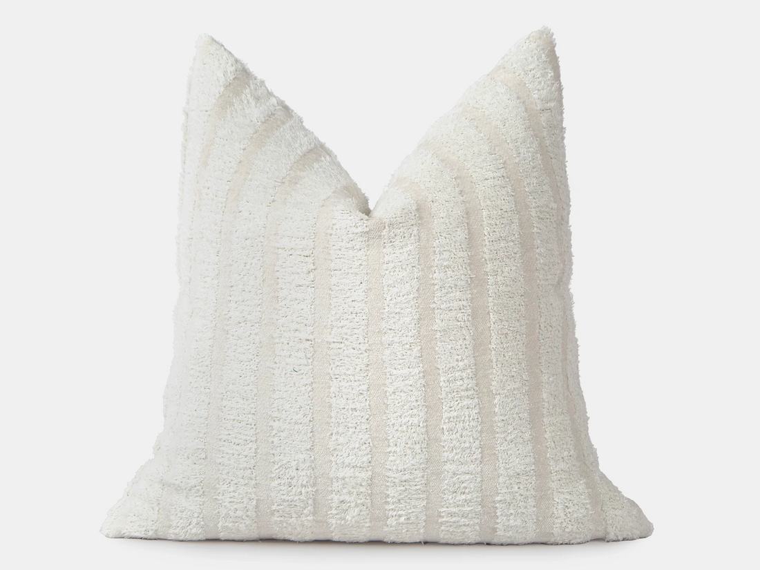 Cream Striped Super Soft Fluffy Pillow Cover