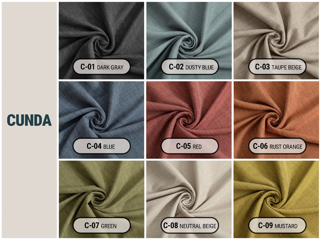 Linen Look Upholstery Fabrics - 9 Color Options | Cunda
