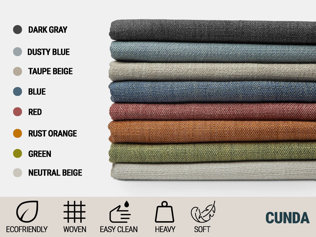 Linen Look Upholstery Fabrics - 9 Color Options | Cunda
