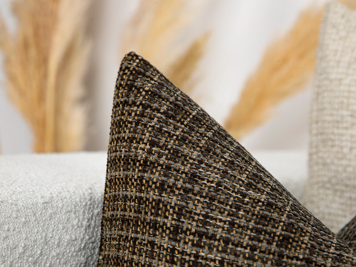 Dark Bark Woven Pillow Cover