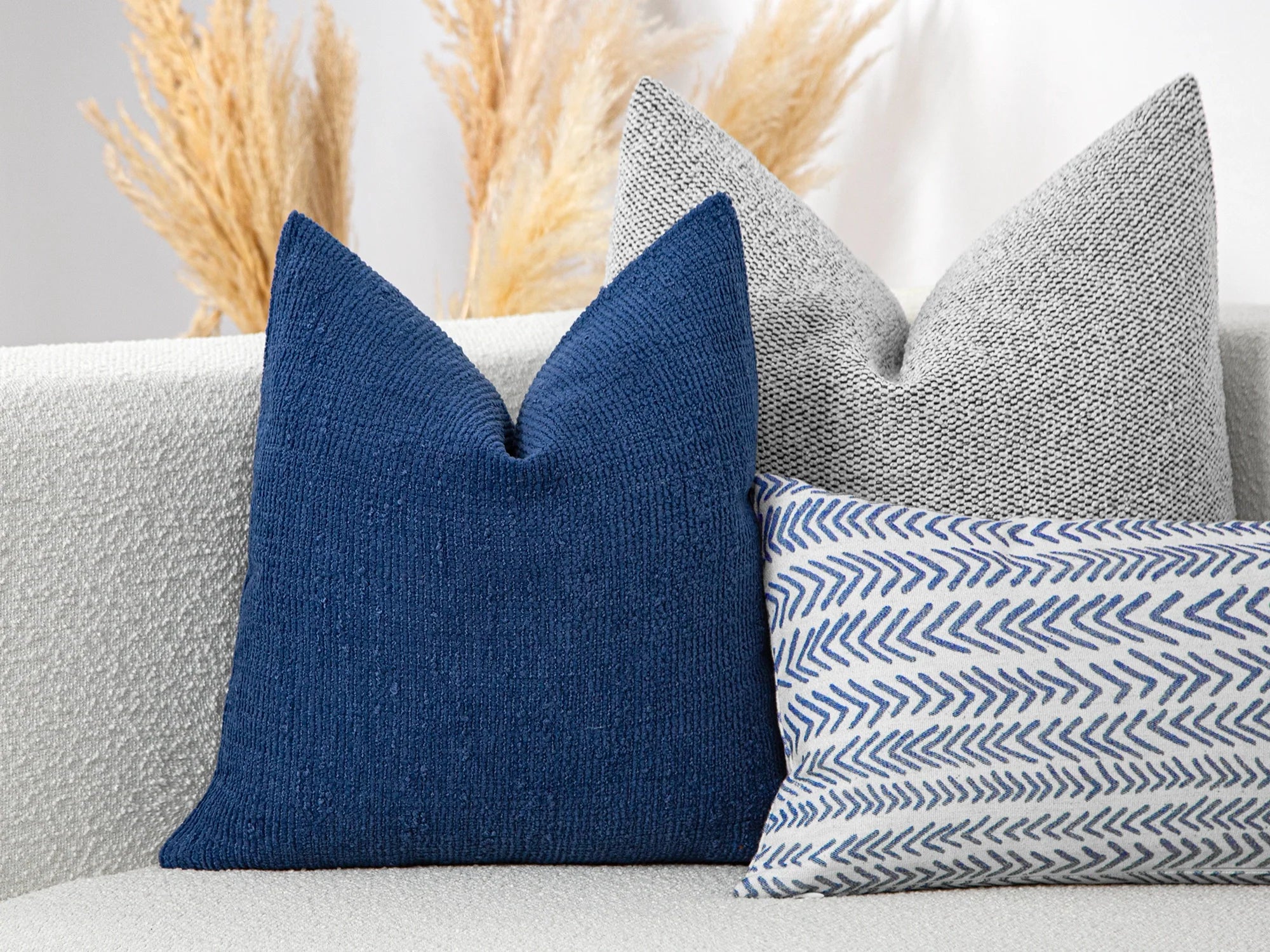 Cobalt Blue Boho Textured Pillow Cover