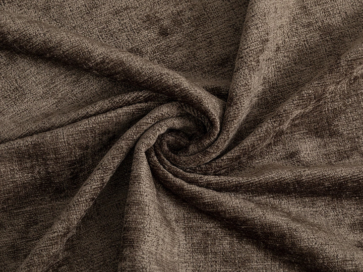 Dark Brown Chenille Upholstery Fabric - Textured & Silky