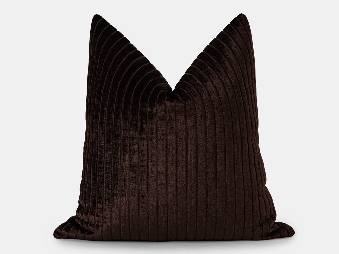 Dark Brown Shiny Velvet Corduroy Pillow Cover