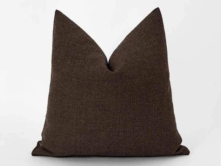 Dark Brown Linen Pillow Cover