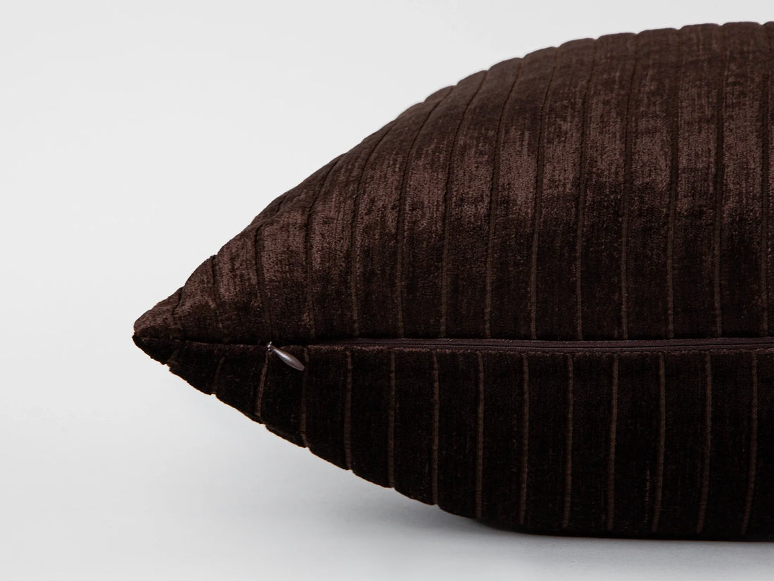 Dark Brown Shiny Velvet Corduroy Pillow Cover