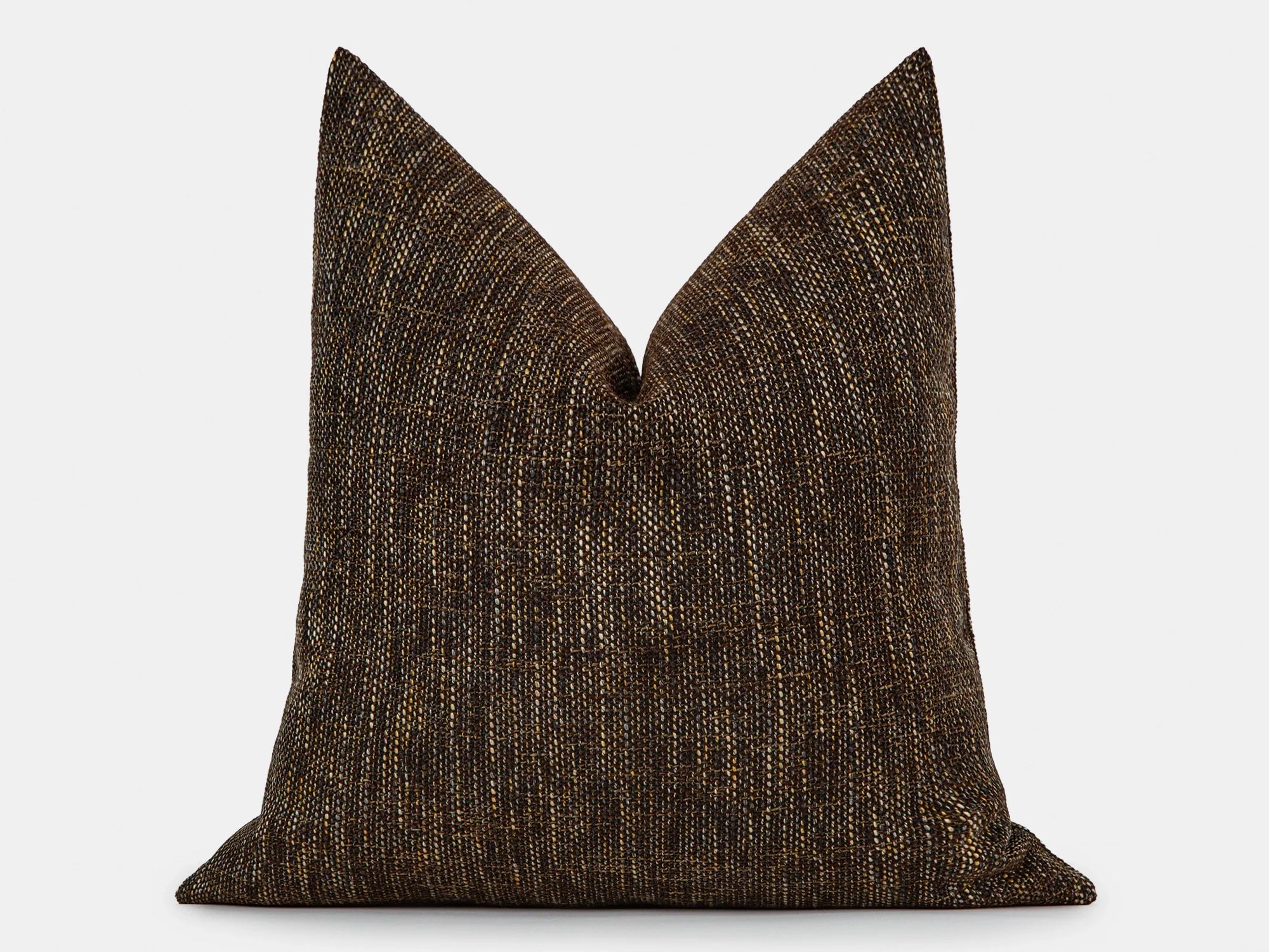 Dark Brown Woven Linen Pillow Cover