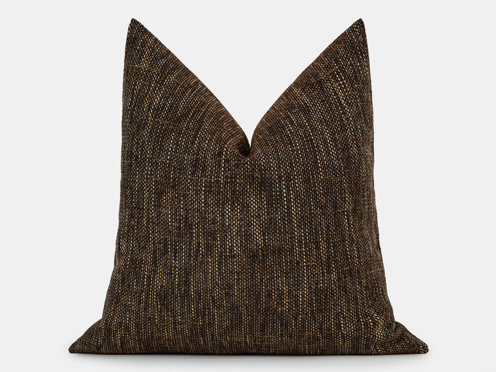 Dark Brown Woven Linen Pillow Cover