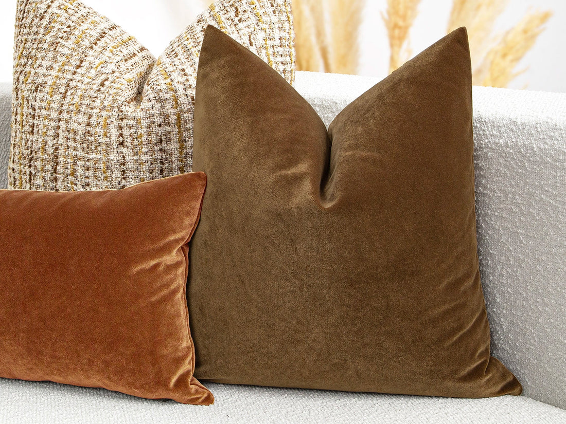 Dark Camel Velvet Pillow Cover