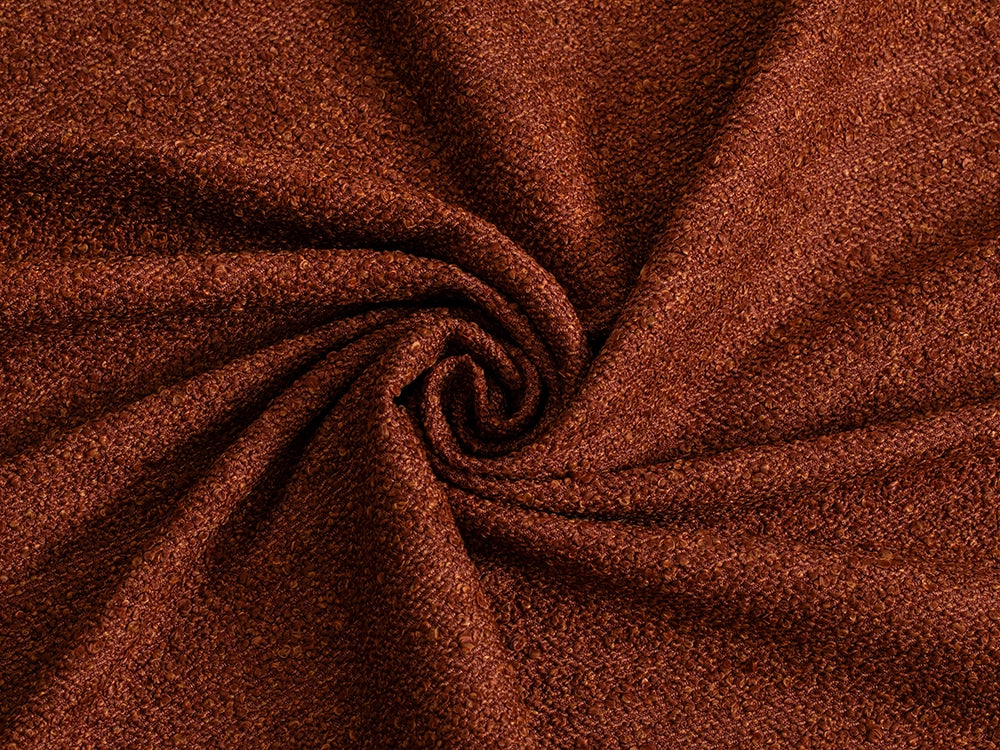 Dark Copper Boucle Upholstery Fabric - Textured & Chic