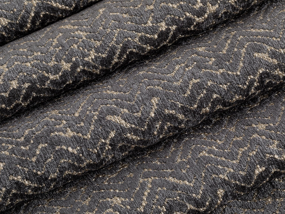 Dark Gray Chevron Upholstery Fabric - Textured & Durable