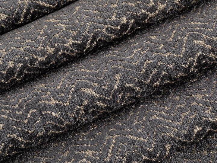 Dark Gray Chevron Upholstery Fabric - Textured & Durable