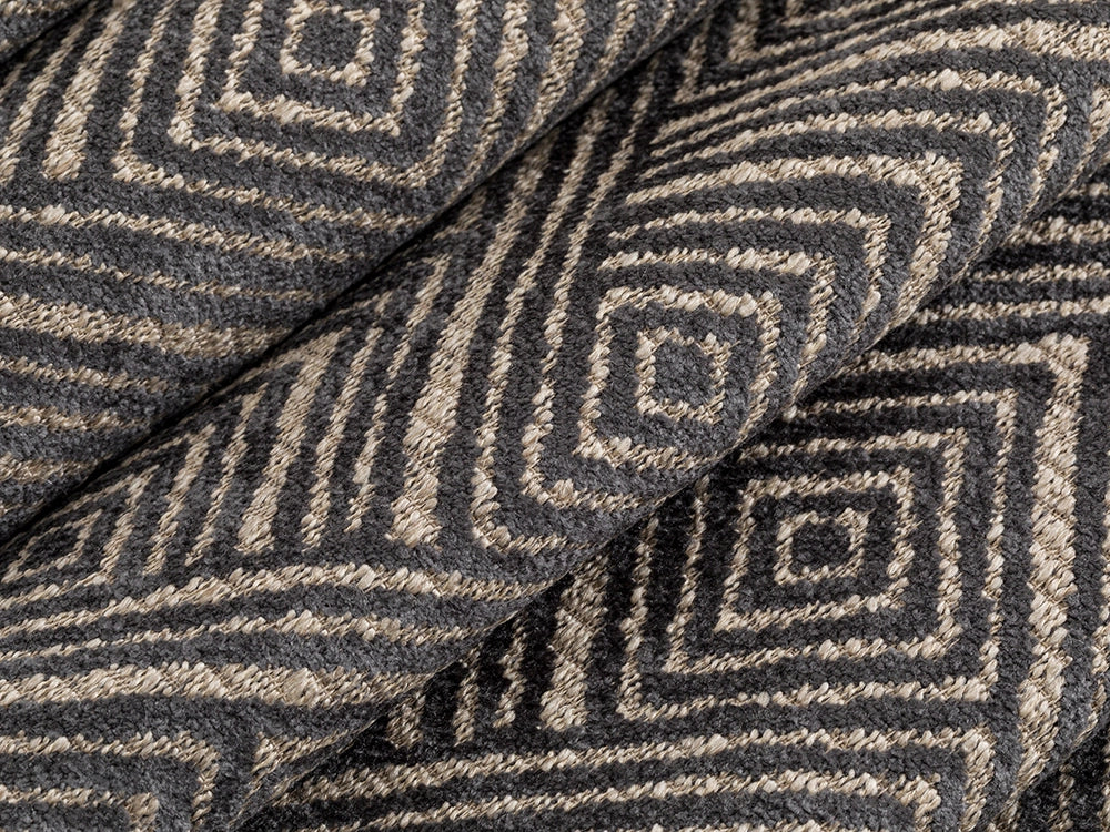 Dark Gray Geometric Upholstery Fabric – Textured & Soft