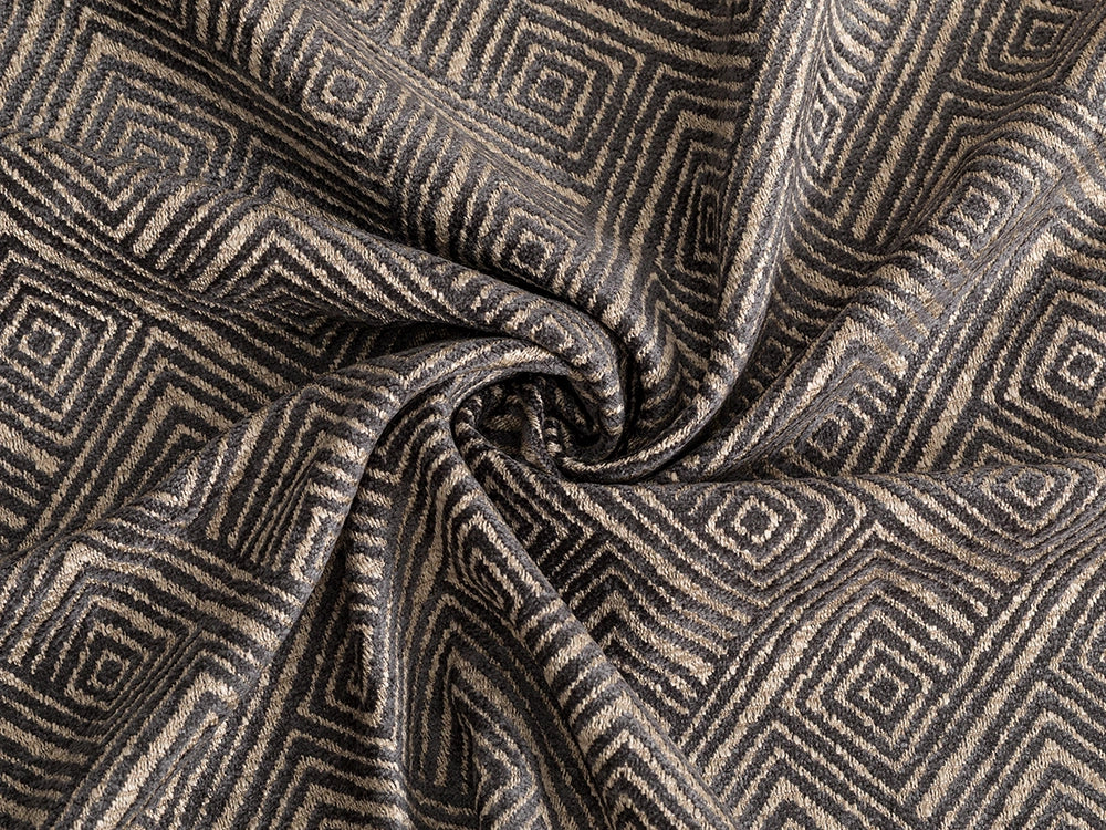 Dark Gray Geometric Upholstery Fabric – Textured & Soft