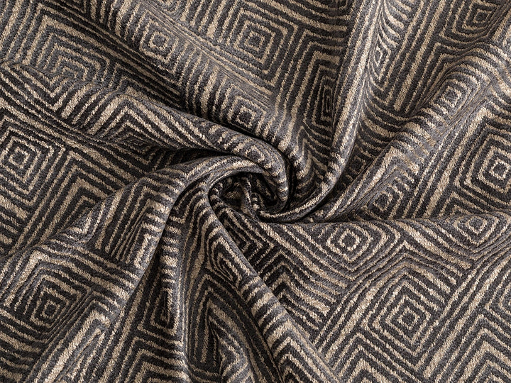 Dark Gray Geometric Upholstery Fabric – Textured & Soft