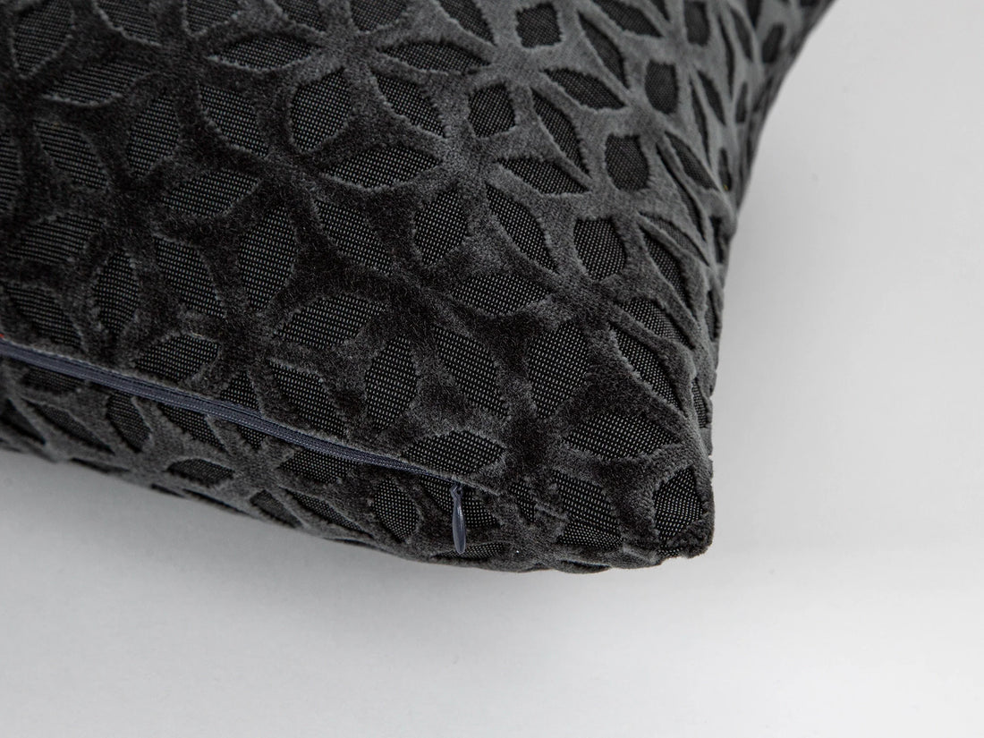 Dark Gray Geometric Velvet Pillow Cover